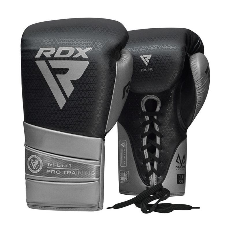 RDX - L1 Mark Pro Training Gloves - Lace Up - Silver/16oz